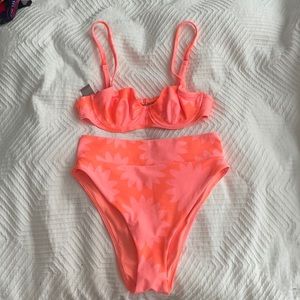 Aerie Pink and Orange Floral Bikini